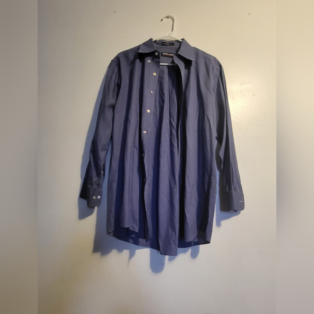 Kirkland Signature Blue Casual Button Down Shirt Relaxed Fit